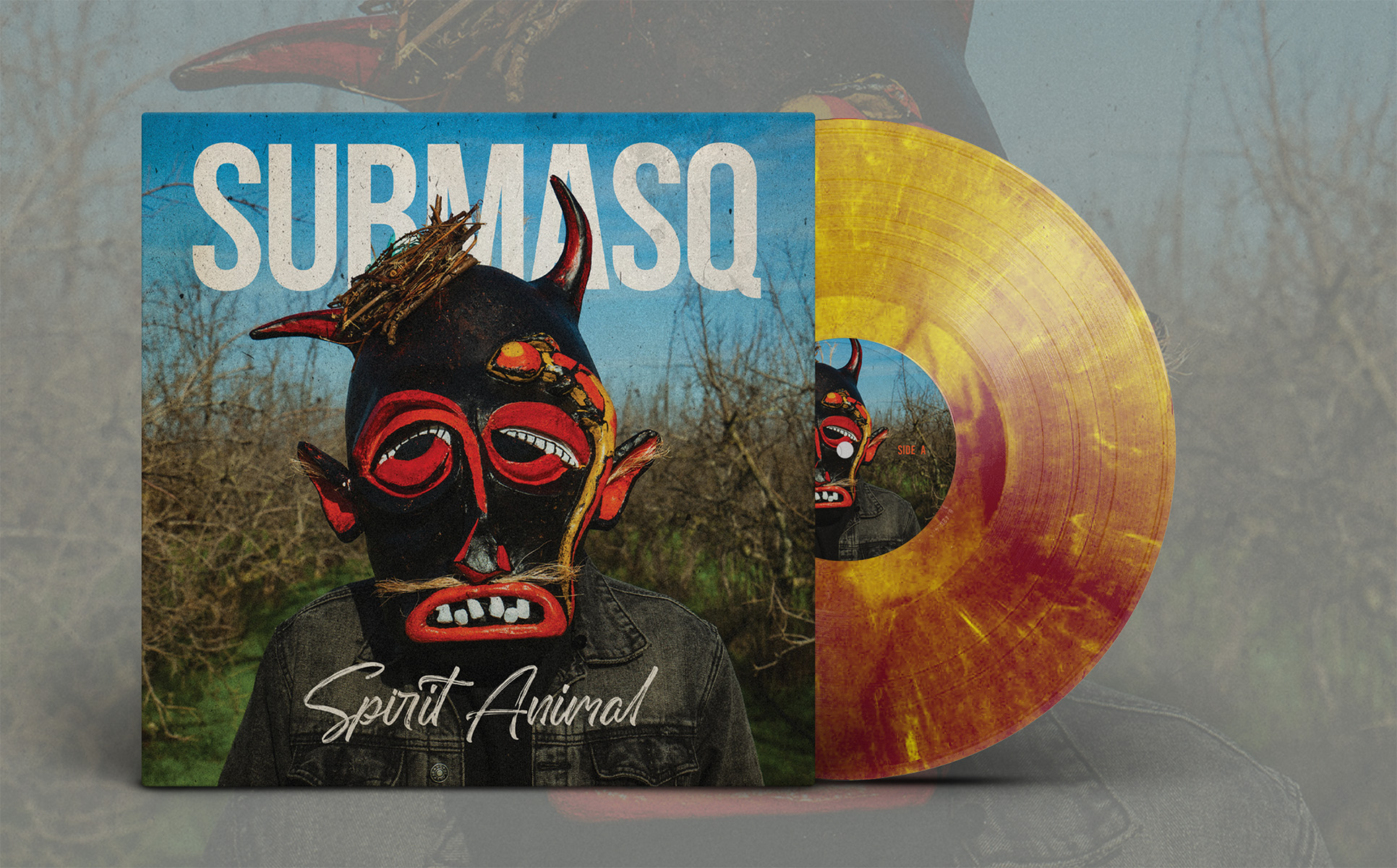 Spirit Animal album sleeve and yellow-orange Exclusive Tour Edition marble vinyl